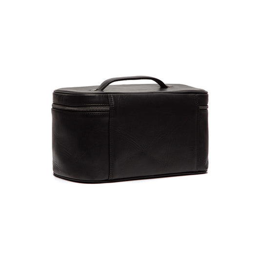 Kultur-| Kosmetiktasche 29x13x16cm in Schwarz aus Leder - leder-accessoires.com