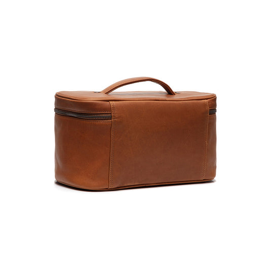 Kultur-| Kosmetiktasche 29x13x16cm in Cognac aus Leder - leder-accessoires.com