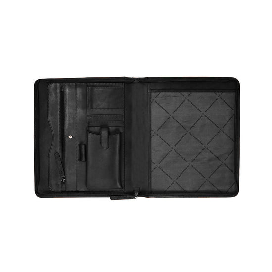 Dokumentenmappe 28x3x34cm in Schwarz mit Reißverschluss - leder-accessoires.com
