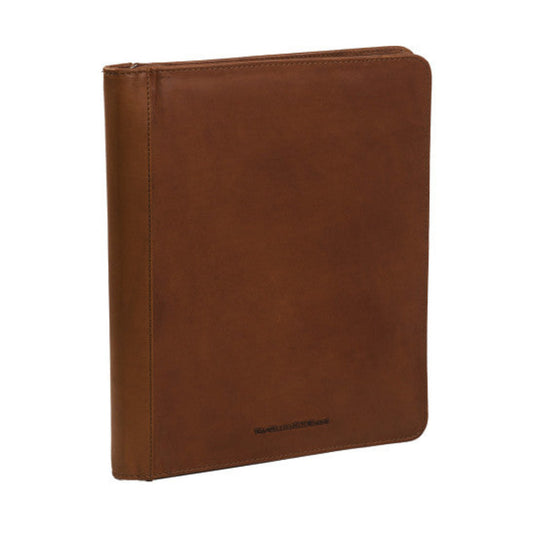 Dokumentenmappe 28x3x34cm in Cognac mit Reißverschluss - leder-accessoires.com