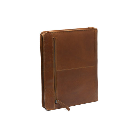 Dokumentenmappe 28x4,5x35cm in Cognac mit Reißverschluss - leder-accessoires.com