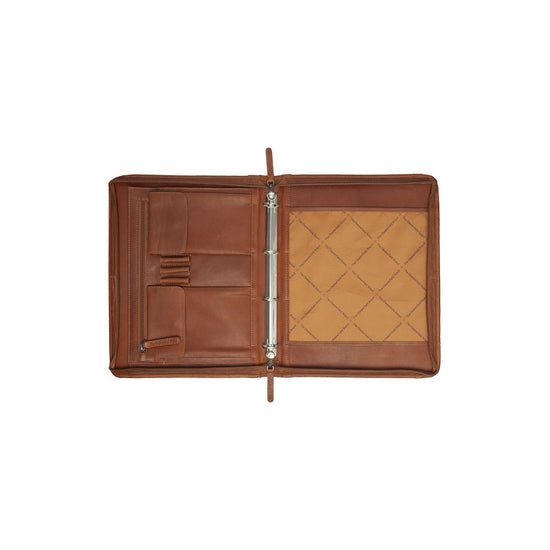 Dokumentenmappe 28x4,5x35cm in Cognac mit Reißverschluss - leder-accessoires.com