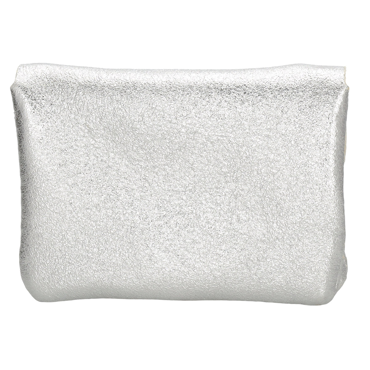 Lederbörse Mini 11x7,5cm in Silber-Metallic mit Druckknopf - leder-accessoires.com