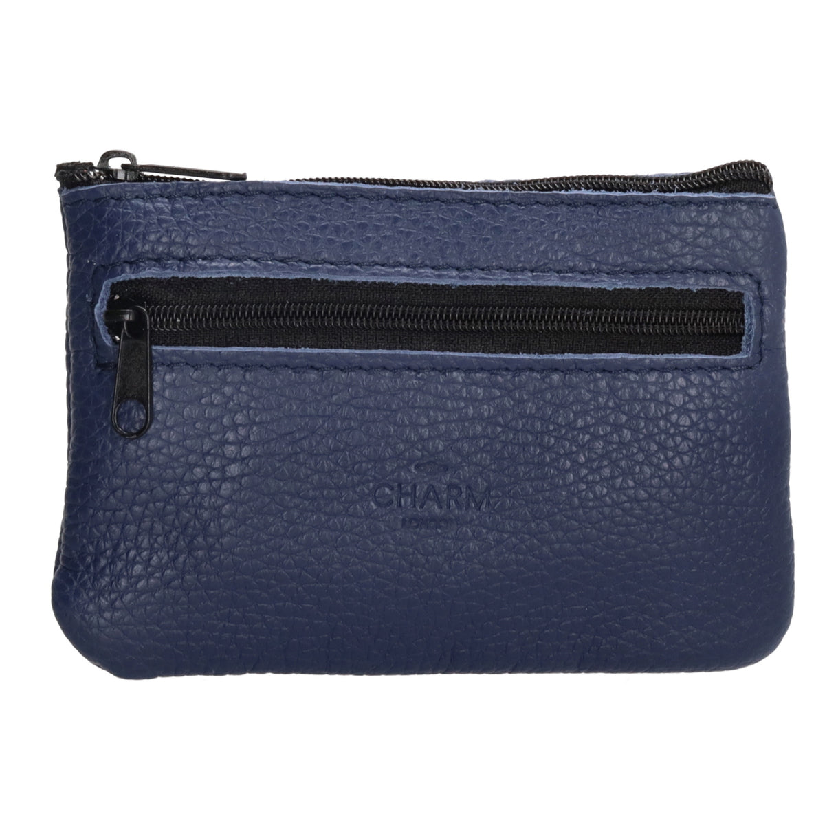 Schlüsseletui 13,5x9cm in Blau aus Leder mit Reißverschluss - leder-accessoires.com