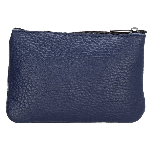 Schlüsseletui 13,5x9cm in Blau aus Leder mit Reißverschluss - leder-accessoires.com