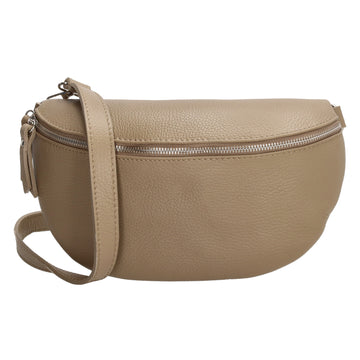 Bodybag 27x17cm in Taupe mit Reißverschluss - leder-accessoires.com
