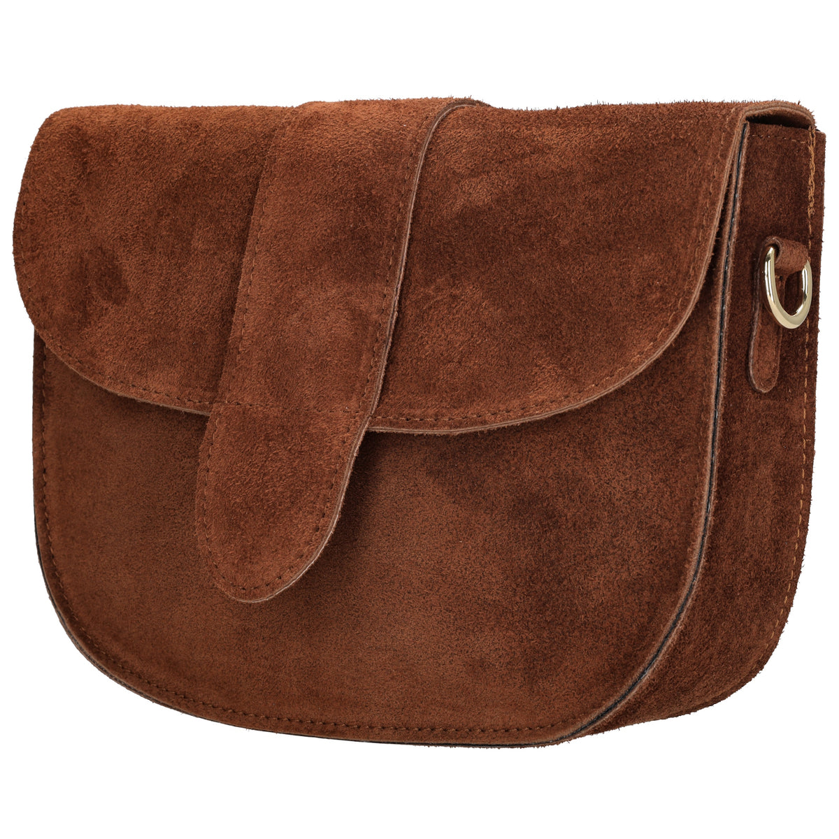 Sattel-| Schultertasche 21 x 16cm in Cognac aus Leder mit Überschlag - leder-accessoires.com