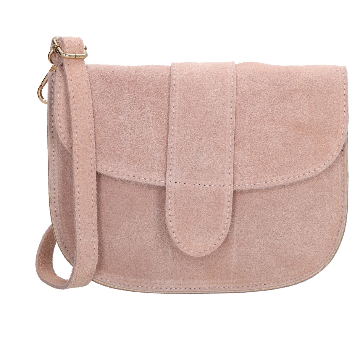 Sattel-| Schultertasche 21 x 16cm in Altrosa aus Leder mit Überschlag - leder-accessoires.com
