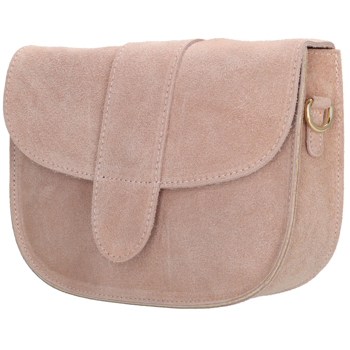Sattel-| Schultertasche 21 x 16cm in Altrosa aus Leder mit Überschlag - leder-accessoires.com