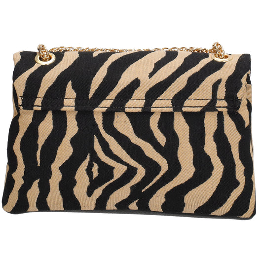 Schultertasche| Clutch 22 x 14cm in Zebra-Optik Braun mit Kettenriemen - leder-accessoires.com