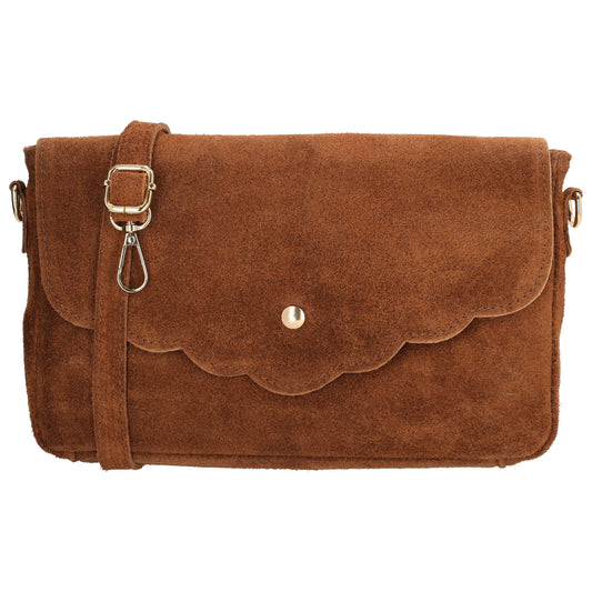 Umhängetasche 26x6x15cm Cognac aus Wildleder
