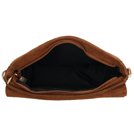Umhängetasche 26x6x15cm Cognac aus Wildleder