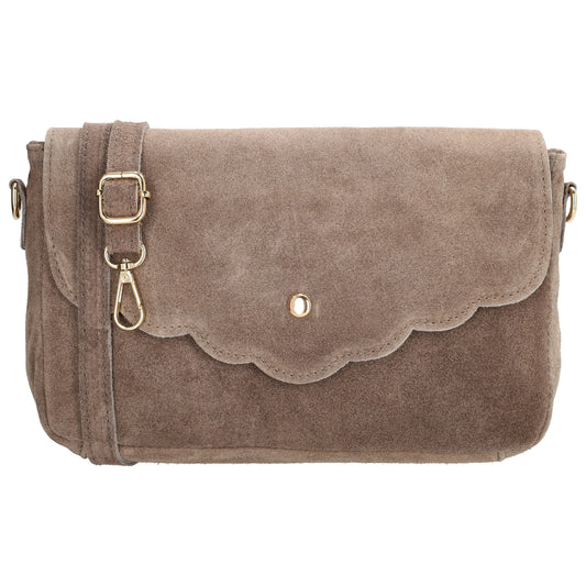 Umhängetasche 26x6x15cm Taupe aus Wildleder