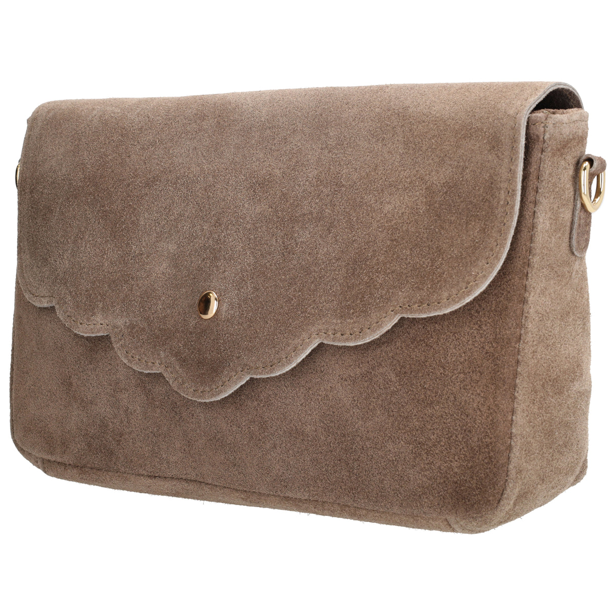 Umhängetasche 26x6x15cm Taupe aus Wildleder - leder-accessoires.com