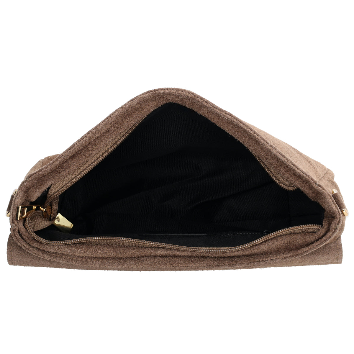 Umhängetasche 26x6x15cm Taupe aus Wildleder - leder-accessoires.com