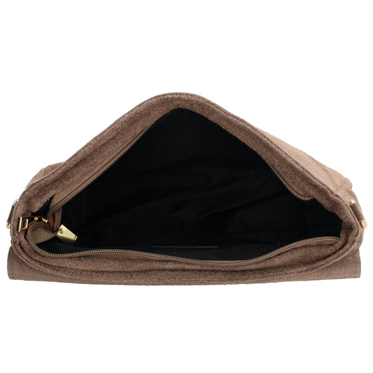 Umhängetasche 26x6x15cm Taupe aus Wildleder