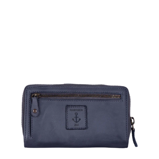 Geldbörse 16x9cm in Blau|Marine mit Reißverschluss und Lasche - leder-accessoires.com