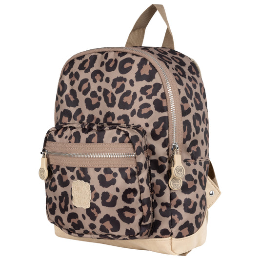 Kinderrucksack L 42x30cm mit Leo-Muster in Beige|Gold - leder-accessoires.com