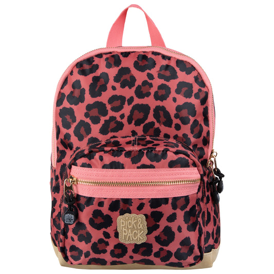 Kinderrucksack L 42x30cm mit Leo-Muster in Rose |Gold - leder-accessoires.com
