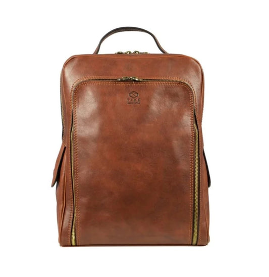 Rucksack 28,5 x 36cm in Cognac aus Leder - leder-accessoires.com