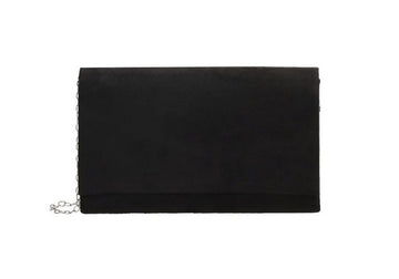 Clutch in Schwarz Samt 22x13 cm aus Kunstleder mit Kettenriemen - leder-accessoires.com