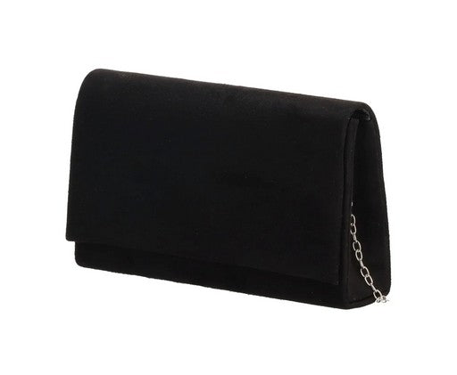 Clutch in Schwarz Samt 22x13 cm aus Kunstleder mit Kettenriemen - leder-accessoires.com