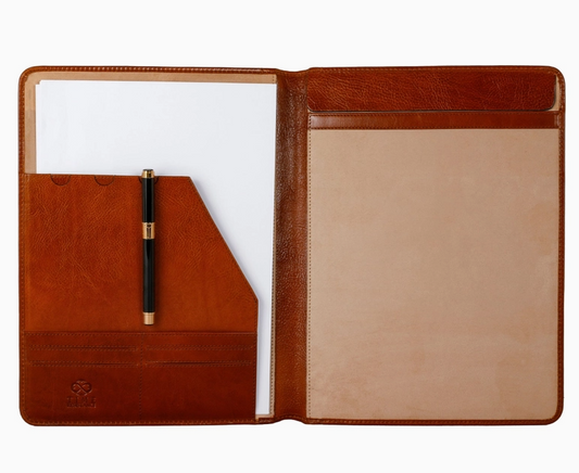 Dokumenten-|Schreibmappe 24x2,5x32cm in Cognac - leder-accessoires.com
