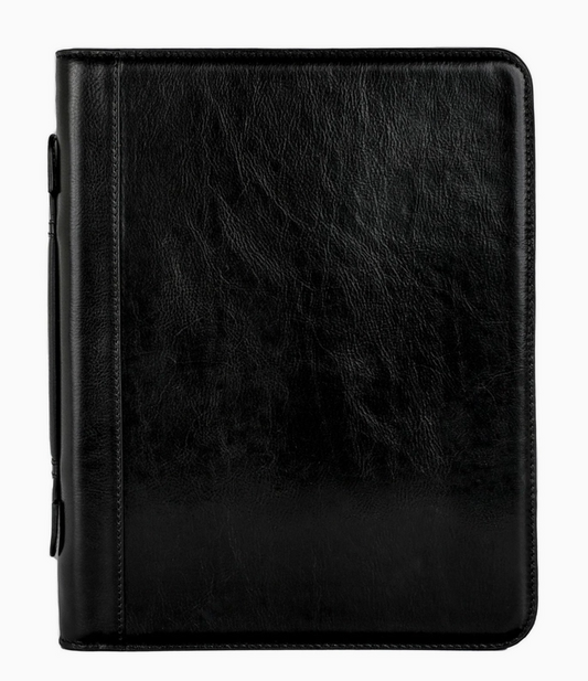 Dokumenten-|Schreibmappe 26x4x34cm in Schwarz mit Griff - leder-accessoires.com