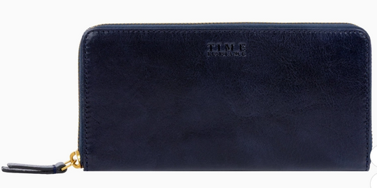 Geldbörse 19x9,5cm in Blau mit Reißverschluss - leder-accessoires.com