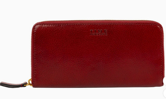 Geldbörse 19x9,5cm in Rot mit Reißverschluss - leder-accessoires.com