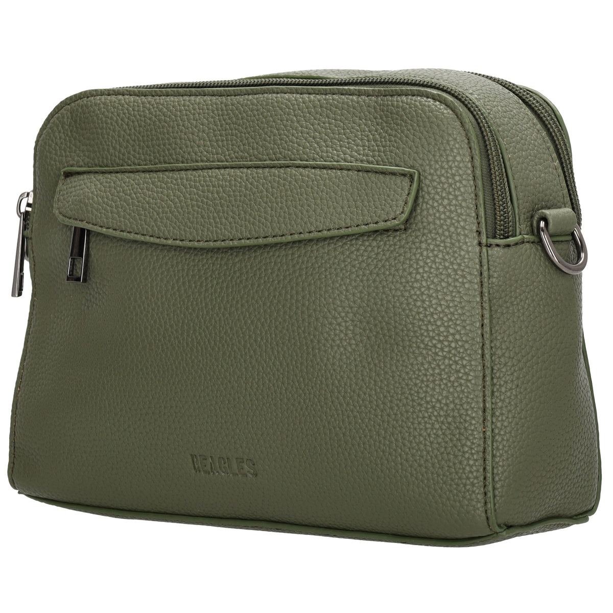 Umhängetasche 23x16cm in Olivgrün mit Reißverschluss und Wechselriemen - leder-accessoires.com