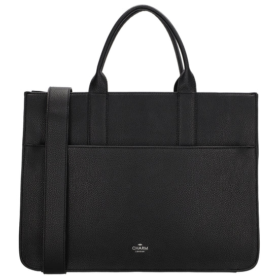 Shopper 40x29,5cm in Schwarz mit Reißverschluss und Kurzgriff - leder-accessoires.com