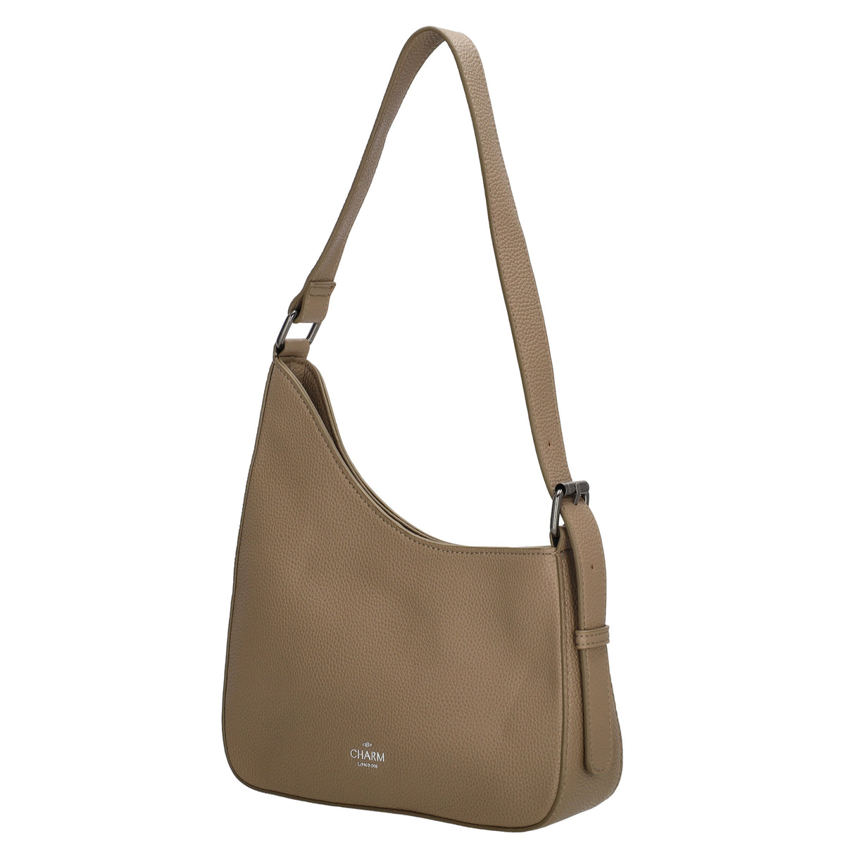 Schultertasche 25x27cm in Taupe mit Reißverschluss und Wechselriemen - leder-accessoires.com