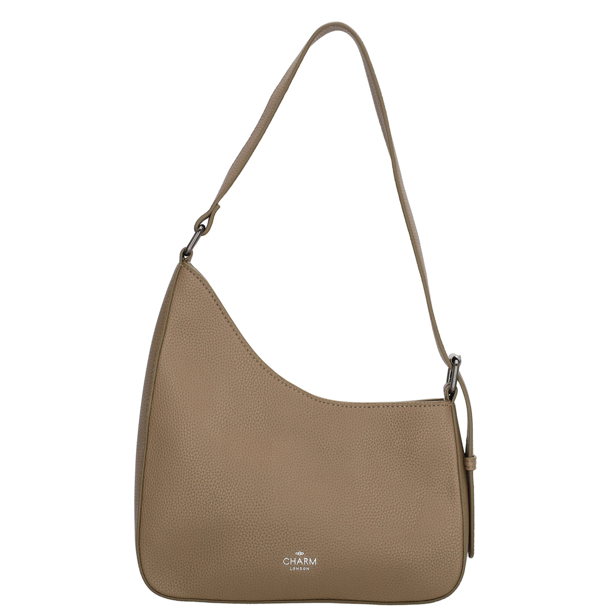 Schultertasche 25x27cm in Taupe mit Reißverschluss und Wechselriemen - leder-accessoires.com