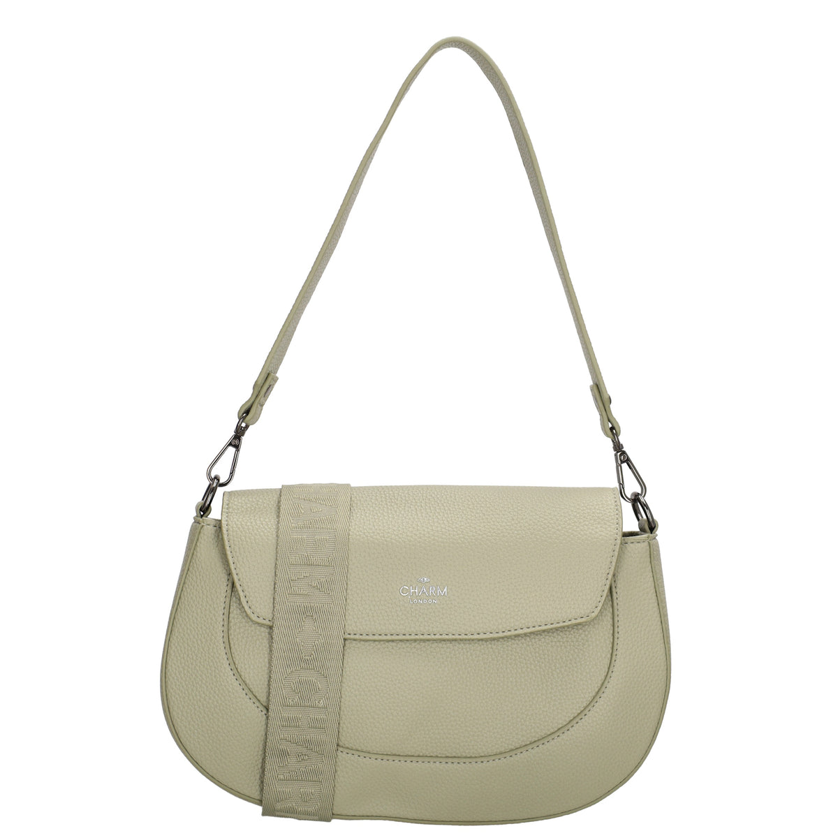 Schultertasche 28x17cm in Hellgrün mit Reißverschluss und Überschlag - leder-accessoires.com
