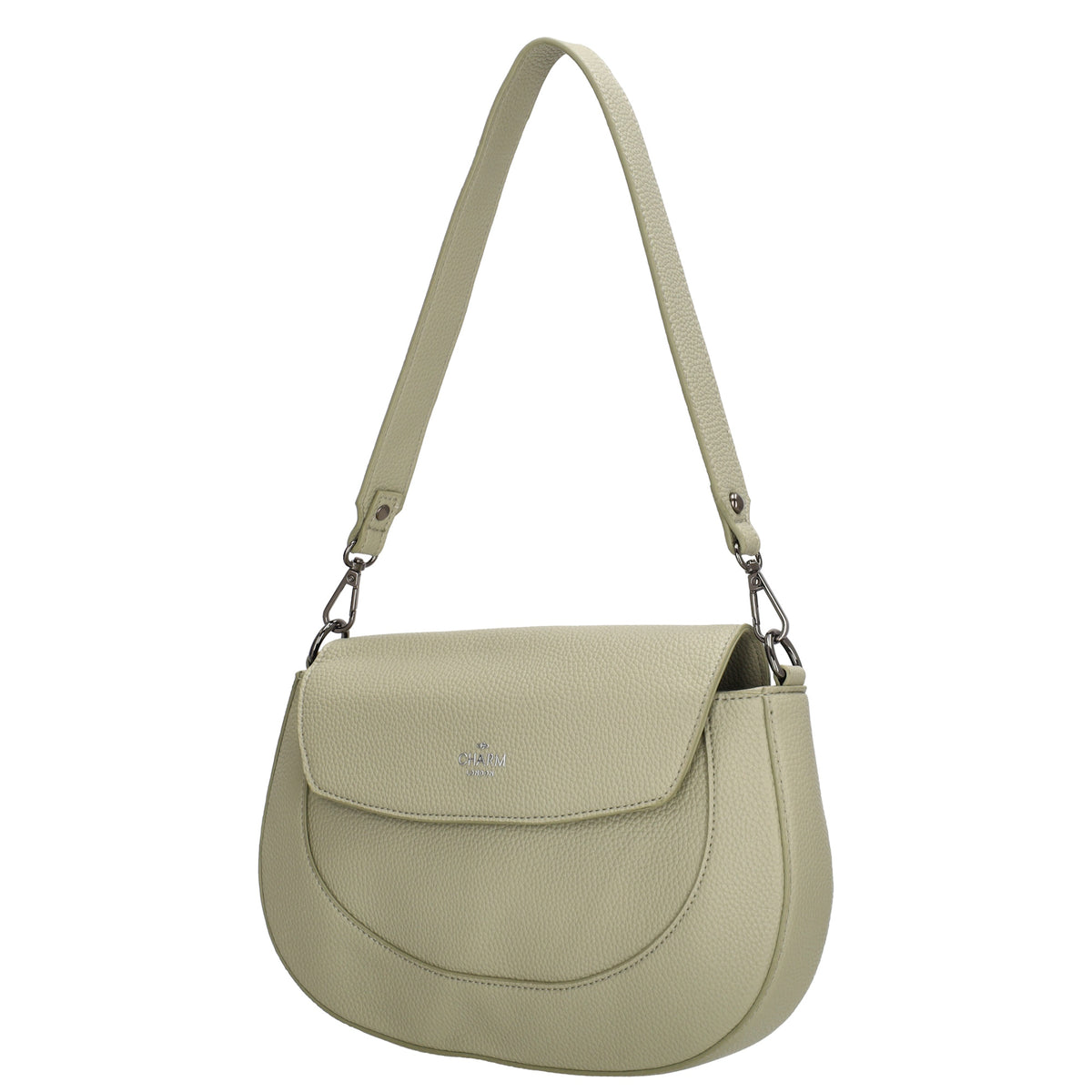 Schultertasche 28x17cm in Hellgrün mit Reißverschluss und Überschlag - leder-accessoires.com
