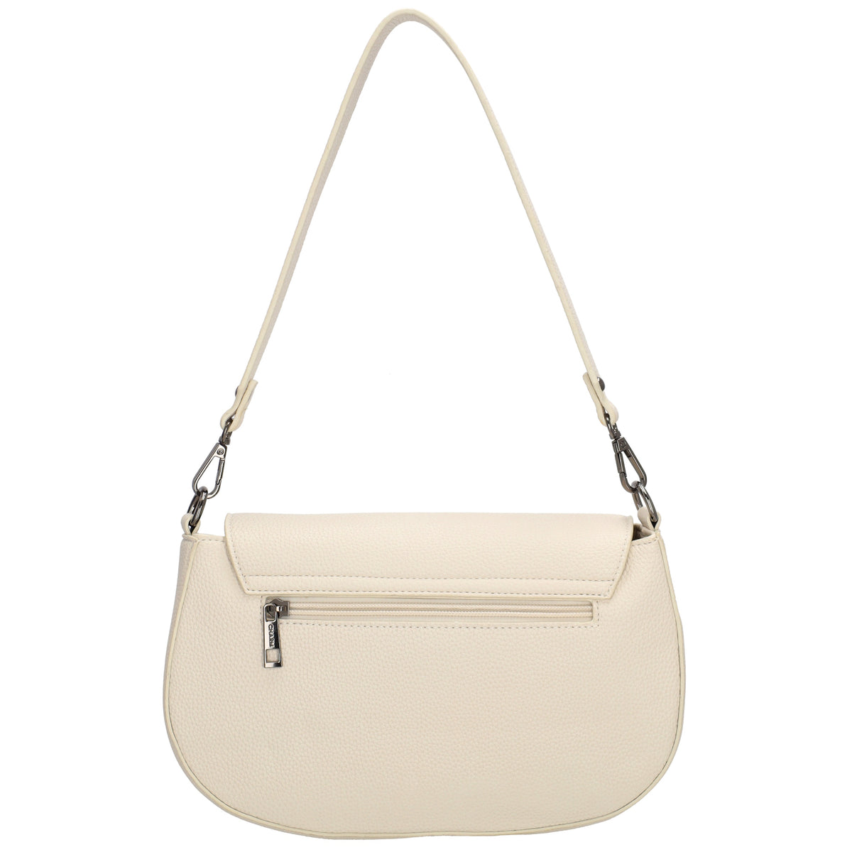 Schultertasche 28x17cm in Creme mit Reißverschluss und Überschlag - leder-accessoires.com