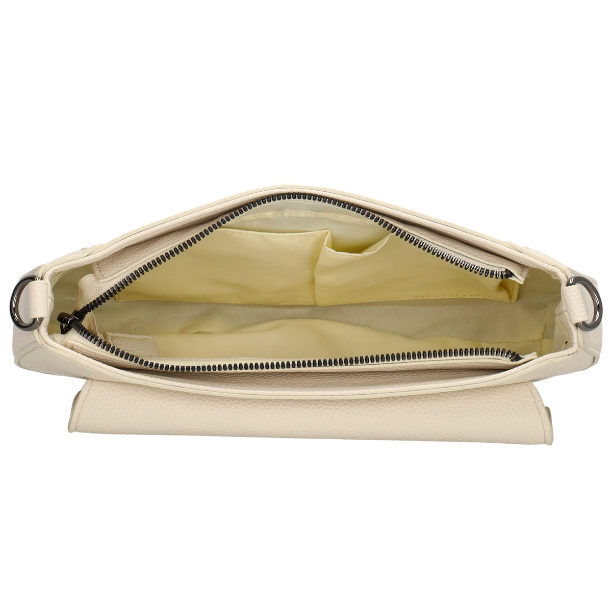 Schultertasche 28x17cm in Creme mit Reißverschluss und Überschlag - leder-accessoires.com