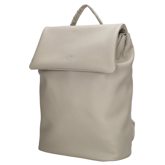Rucksack 35 x 30cm in Hellgrau mit Überschlag in Leder-Optik - leder-accessoires.com