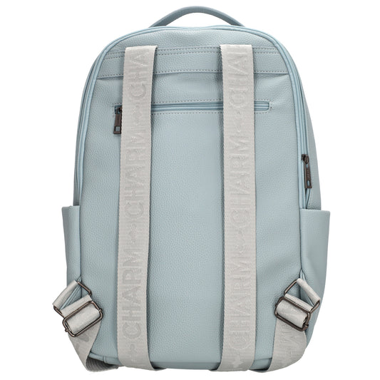 Rucksack 28x41cm in Hellblau mit Reißverschluss und Vortasche - leder-accessoires.com