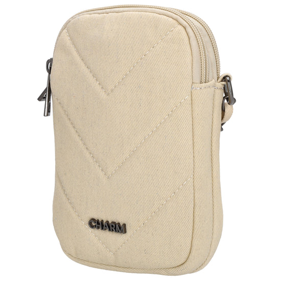 Handytasche 19x12cm in Beige mit Rautenmuster - leder-accessoires.com