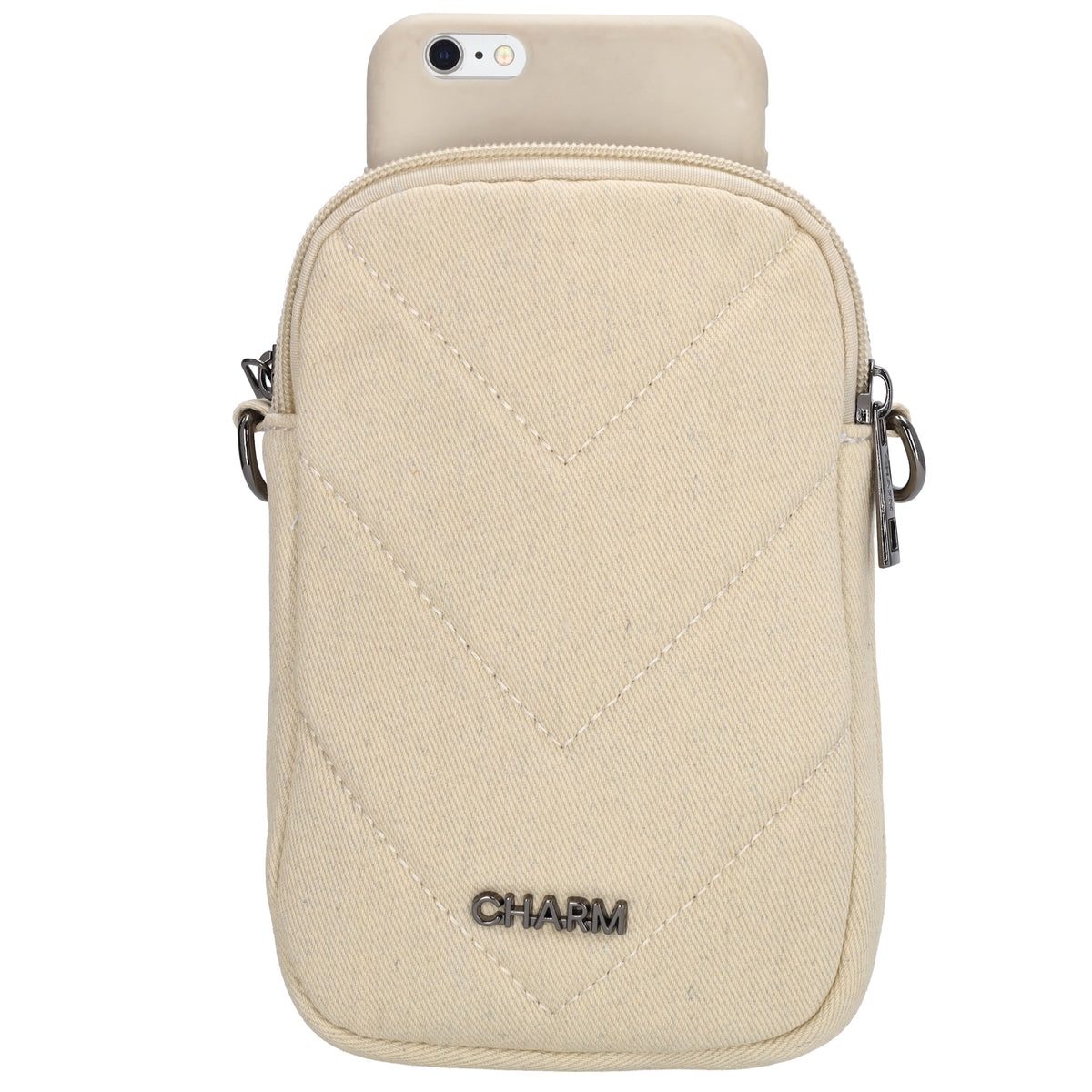 Handytasche 19x12cm in Beige mit Rautenmuster - leder-accessoires.com