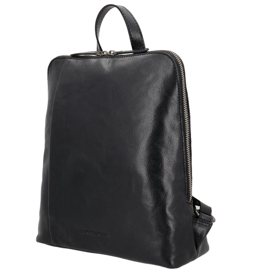 Rucksack 29 x 27cm in Schwarz mit Reißverschluss in Leder - leder-accessoires.com