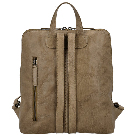 Rucksack 29 x 27cm in Taupe mit Reißverschluss in Leder - leder-accessoires.com