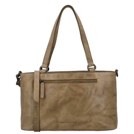 Business-| Laptoptasche 35x20x11cm in Taupe mit Reißverschluss - leder-accessoires.com