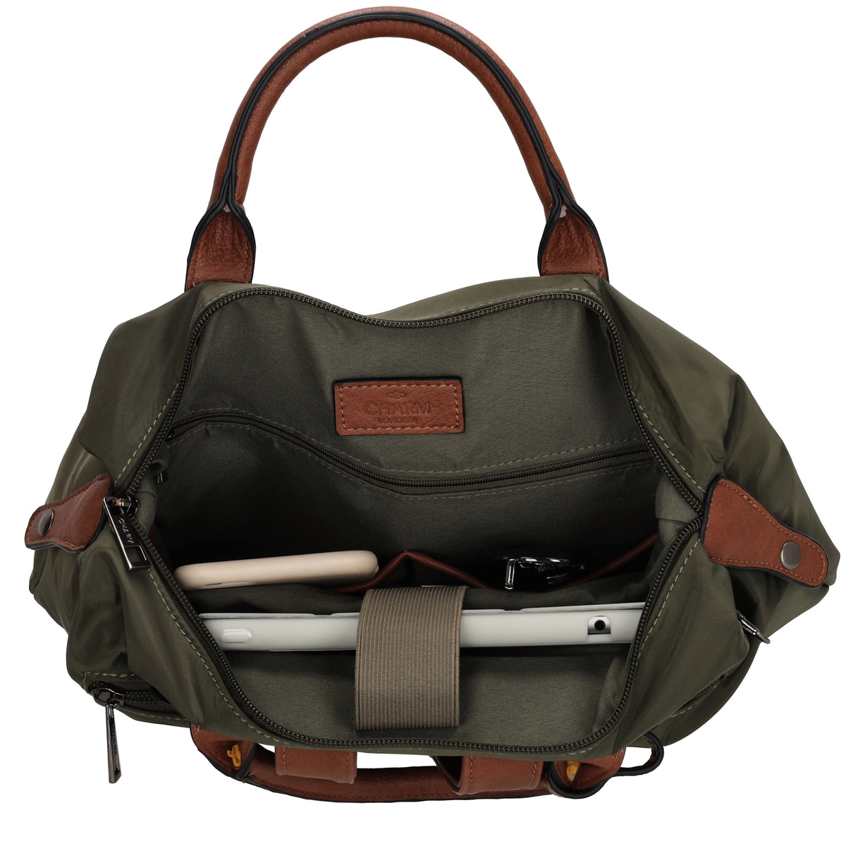 Rucksack 28 x 40cm in  Grün aus Nylon|Polyester mit Reißverschluss - leder-accessoires.com