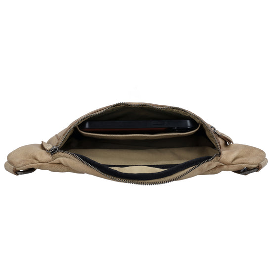 Leder Bodybag  29x18 cm in Sand - leder-accessoires.com