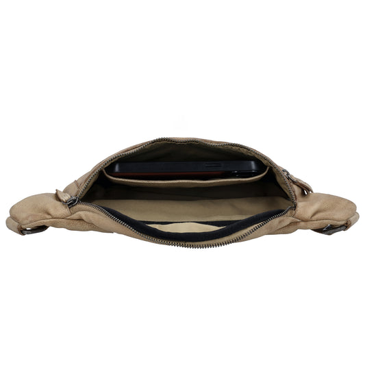Leder Bodybag  29x18 cm in Sand - leder-accessoires.com