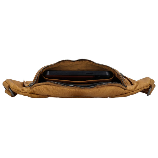 Leder Bodybag  29x18 cm in Ockergelb - leder-accessoires.com
