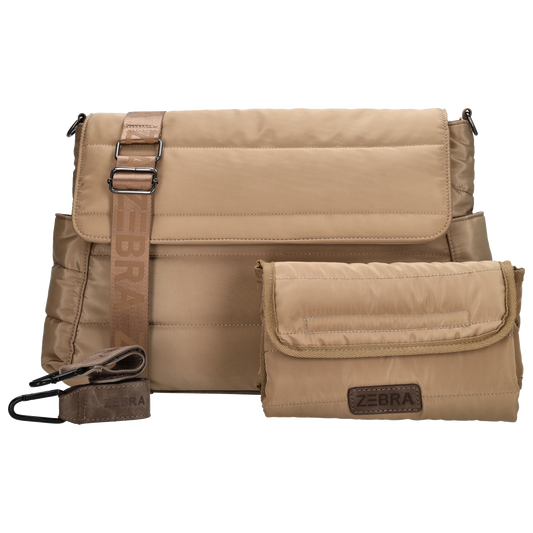 Wickeltasche in Taupe 44 x 30cm aus Nylon - leder-accessoires.com